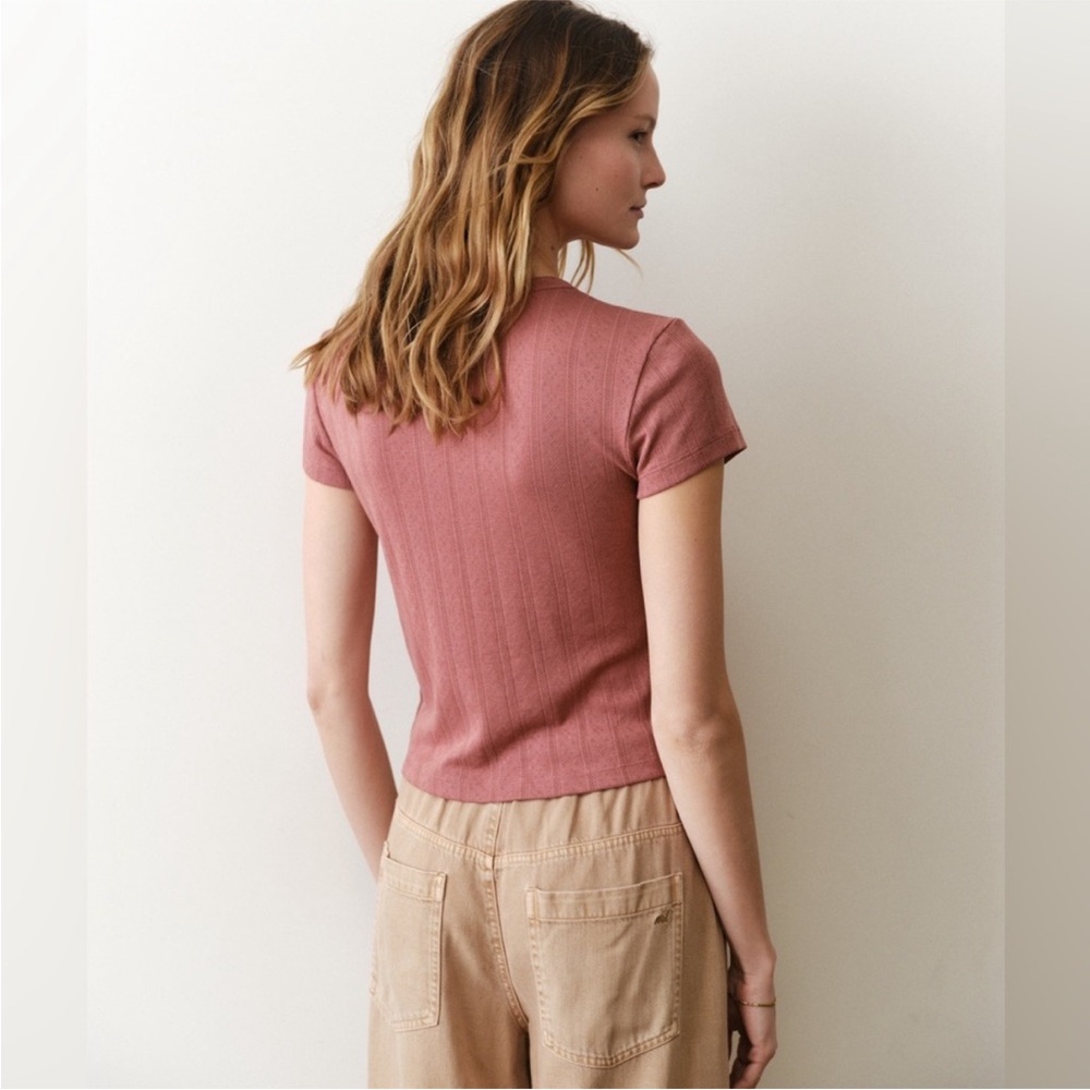 Marine Layer Rust Short Sleeve Ribbed Tee - Picture 5 of 10